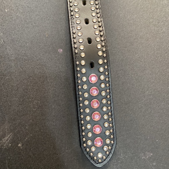 Western black belt with clear and pink stones - Picture 5 of 10